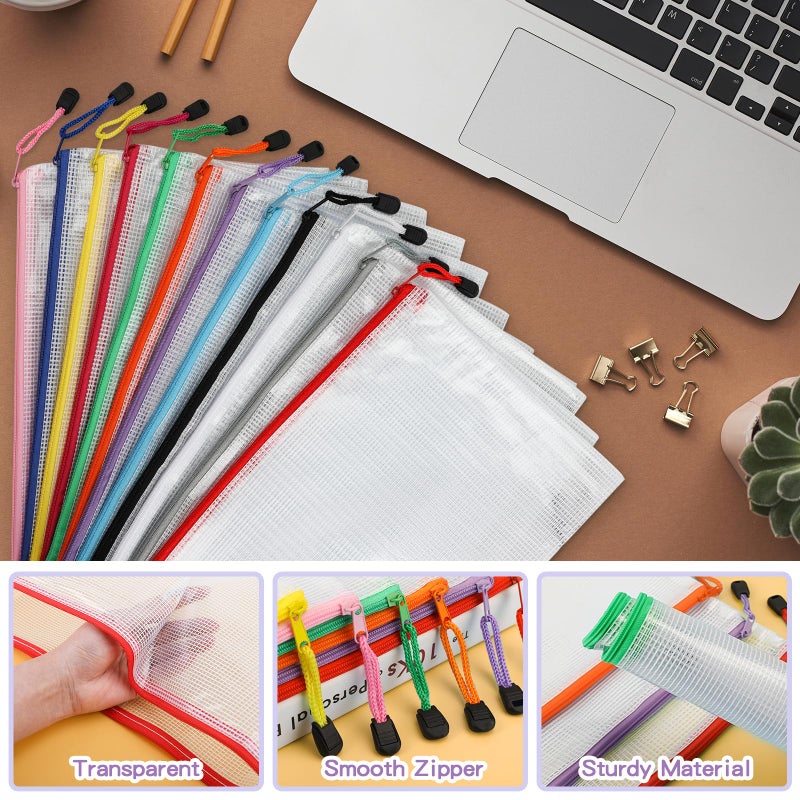 Umriox Zipper Pouch 13.0x9.0 بوصة (12 لونًا 36 حزمة) أكياس بسحاب أكياس تخزين ألعاب الطاولة أكياس شفافة بسحاب لألعاب الألغاز ومشاريع الغرز المتقاطعة ولوازم الفصول الدراسية - Image 3